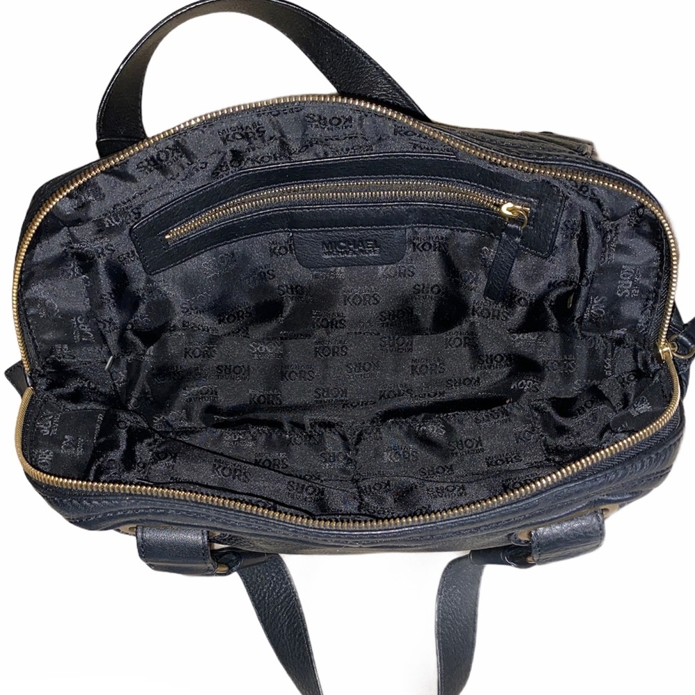 MICHAEL KORS Black Pebble Leather Satchel Purse - Picture 11 of 15